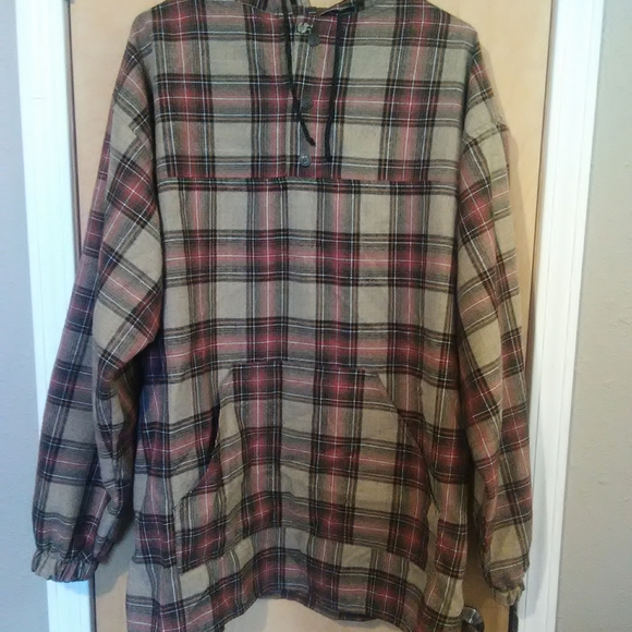 Jackets & Blazers - Red Tan Plaid Pullover